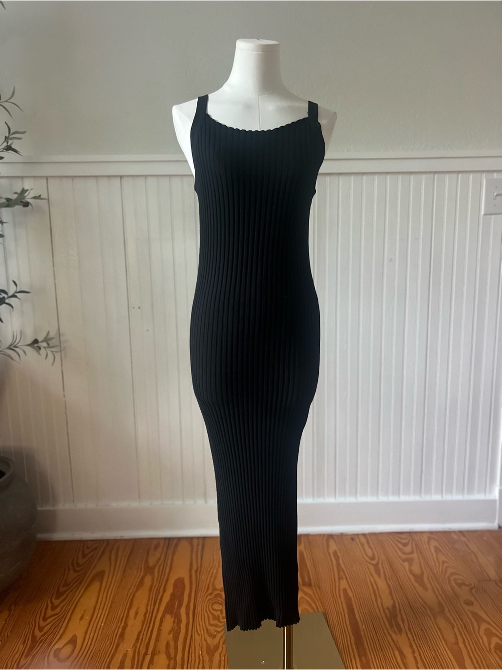 John Elliott Black Ribbed Knit Maxi Dress Size 1 Sleeveless Bodycon Made USA S